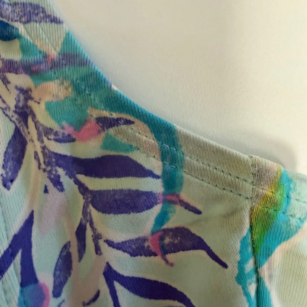 Lilly Pulitzer Seahorse Print Ruched Tankini Top Blue Pink Green Size 4‎